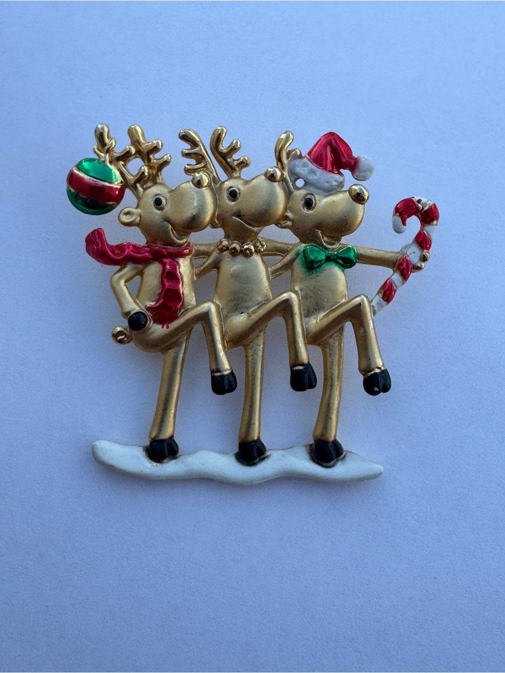 Vintage 3 Reindeer Brooch- like new